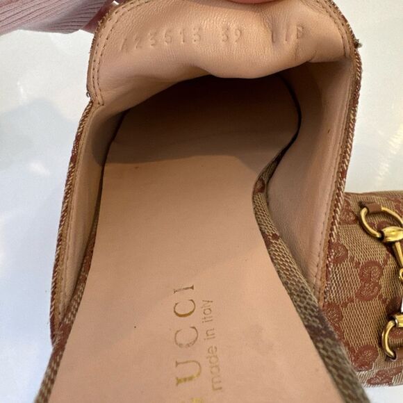 GUCCI GG Canvas Beige Mauve Gold Monogram Princetown Horsebit Slipper EU 39 / 9 - Picture 2 of 8